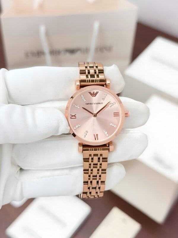 Emporio Armani Rose Gold Diamond Dial Women’s Watch – Slim Premium Collection