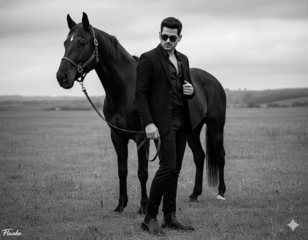 Custom AI Image - Viral 4K AI Dark Knight Aesthetic: Black Horse & Monochrome Luxury - 4