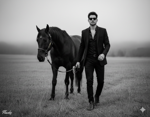 Custom AI Image - Viral 4K AI Dark Knight Aesthetic: Black Horse & Monochrome Luxury - 1